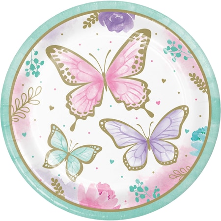 Creative Converting Golden Butterfly Paper Plates, 9", 96PK 354579